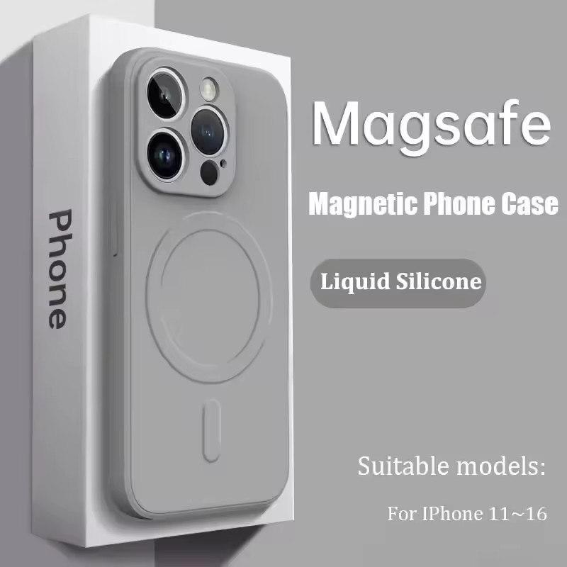 Роскошный мягкий силиконовый чехол Magsafe Liquid для iPhone 16 15 14 13 12 11 Pro Max Plus, прочный магнитный чехол для беспроводной зарядки