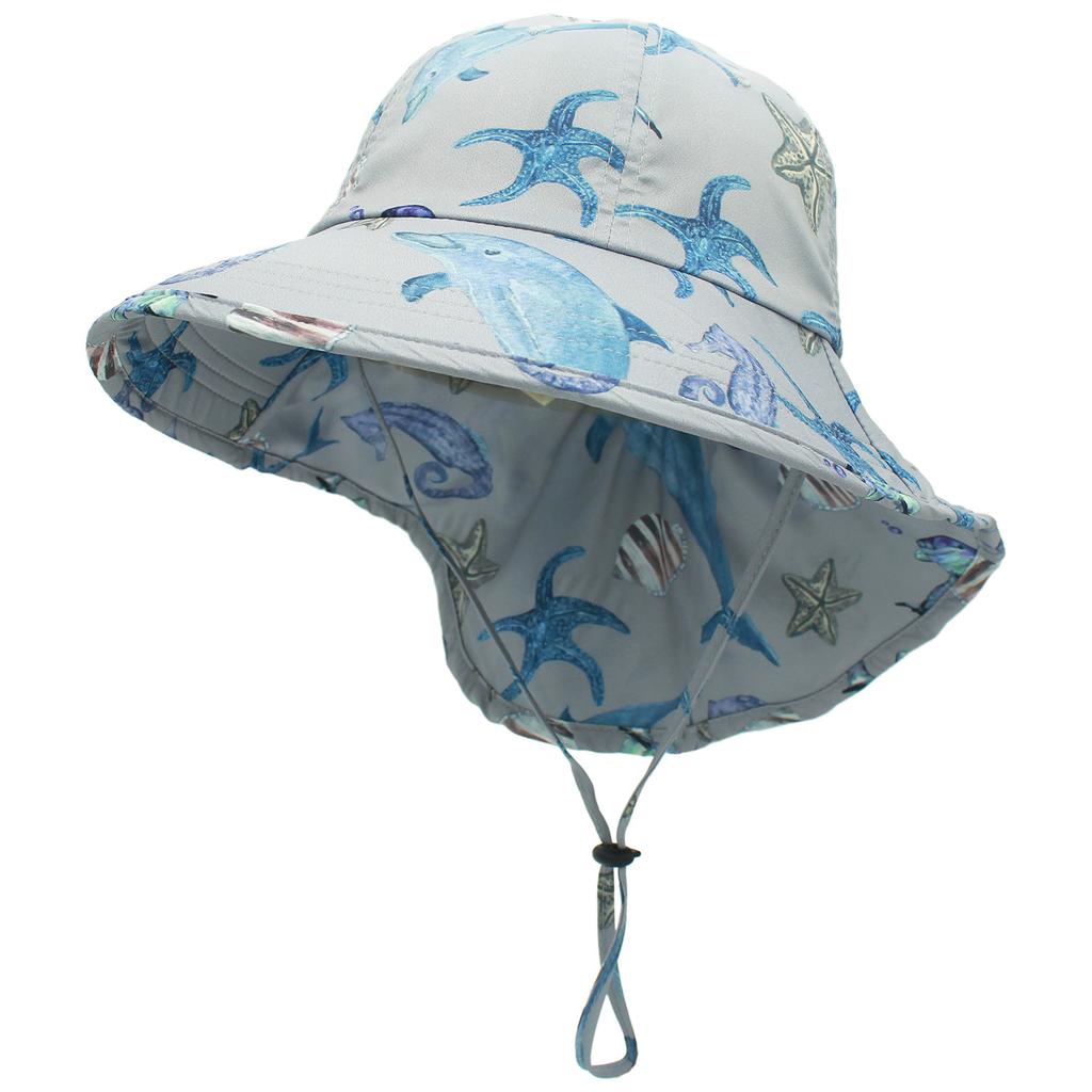 Children's sun hat baby sun hat boys hat summer girls beach sun hat big brim neck hat