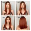 EASIHAIR Medium Length Red Ombre Synthetic Natural Wigs Middle Part for Women Daily Cosplay Use Heat Resistant Fiber Hair Wigs
