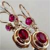 Винтажные красные серьги-подвески из меди с синтетическим цирконием с золотым покрытием для женщин, элегантные изысканные банкетные свадебные украшения