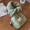 New Style Knitted Contrasting Edged Scarf for Women High End Retro Thickened and Warm Korean Version All Match Scarf for Winter