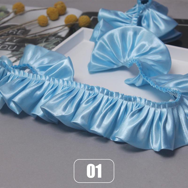 10 м Двухслойная оборка с кружевной отделкой, блестящая атласная плиссированная лента, кромка ткани, подгиб для свадебного платья, кукольного платья, DIY детское шитье, рукоделие