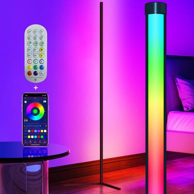 Напольная лампа с подсветкой, RGB напольный светильник, Светодиодная напольная стойка, Смена цвета, Игровой, Управление через приложение/пульт ДУ, Функция таймера, Регулируемая яркость и С
