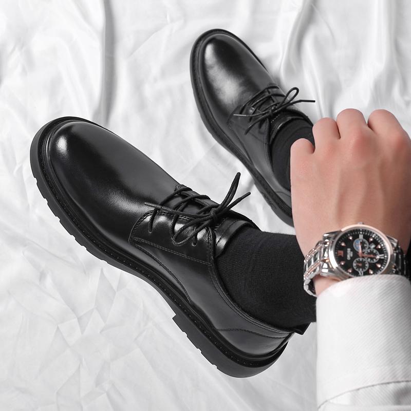 Весенние мужские туфли из натуральной кожи, модные туфли на плоской подошве со шнуровкой для вечеринок, офисные свадебные туфли, удобные повседневные туфли черного цвета