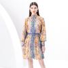 Spring Summer Women Plus Size Single Breasted Retro Print Oversize Mini Short Party Dresses with Belt
