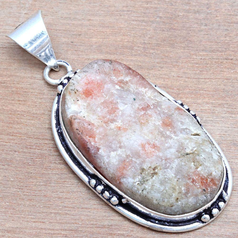 Подвеска Sunstone Drusy Gemstone Подарок для нее Серебряные украшения 2"