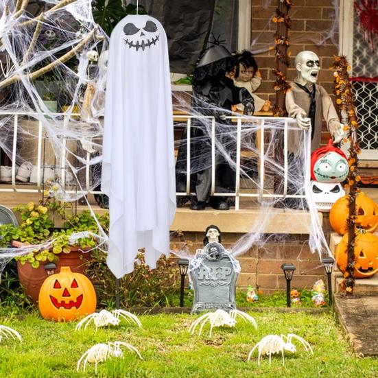 LED Halloween Hanging Ghost Decoration Horror Light-up Flying Cloth Ghost for Outdoor Porch Tree Patio Yard Front Door Decor