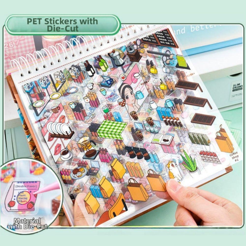 Shop Scene Sticker Book 10 Scenes 33 Sheets Miniature Scene Sticker Scenery Stickers Children Toy