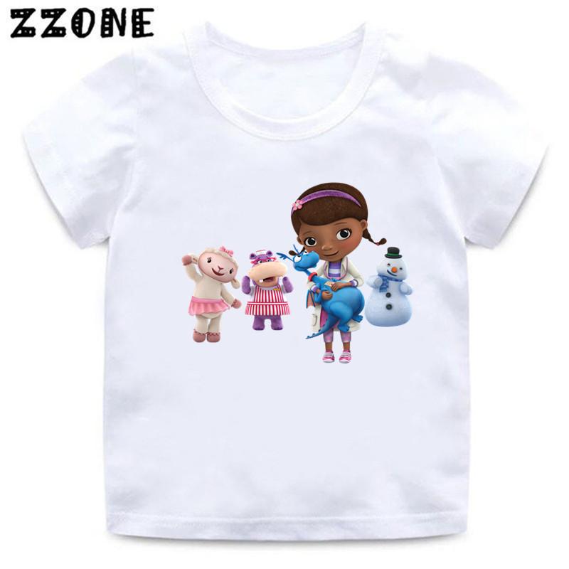Doc McStuffins Clinic Girl Cartoon Kids Funny TShirts Cute Girls Clothes Baby Boys T shirt Summer White Children Topsooo5460