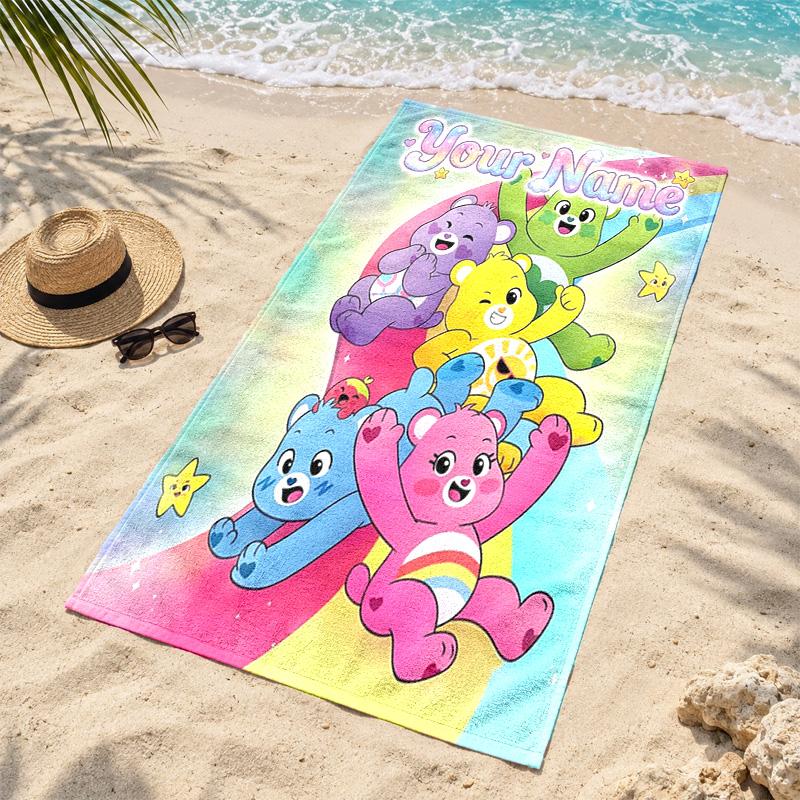 Care bear Custom Name Beach towels also serve as bath towels summer essential a musthave for the outdoors the beach and the pool