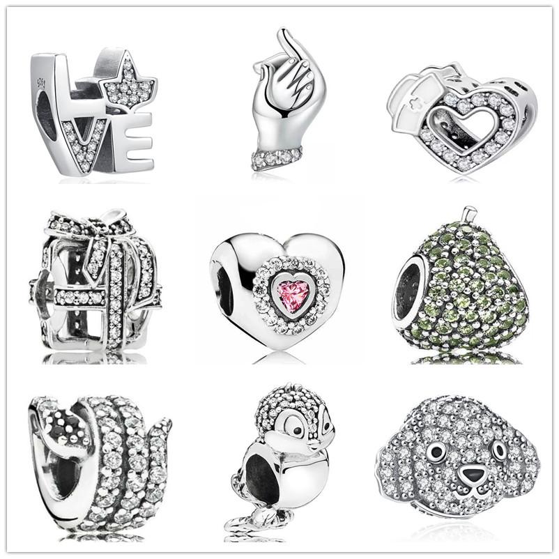 New Sparkling Bird Snake Pear Charm Bead For Girl Fit Original Fashion Bracelet Diy Jewelry Gift For Women