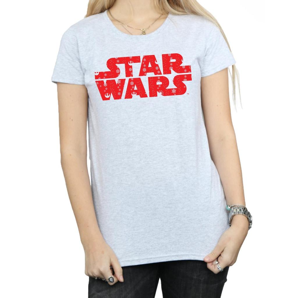 STAR WARS Женская/дамская футболка из хлопка с рождественским логотипом