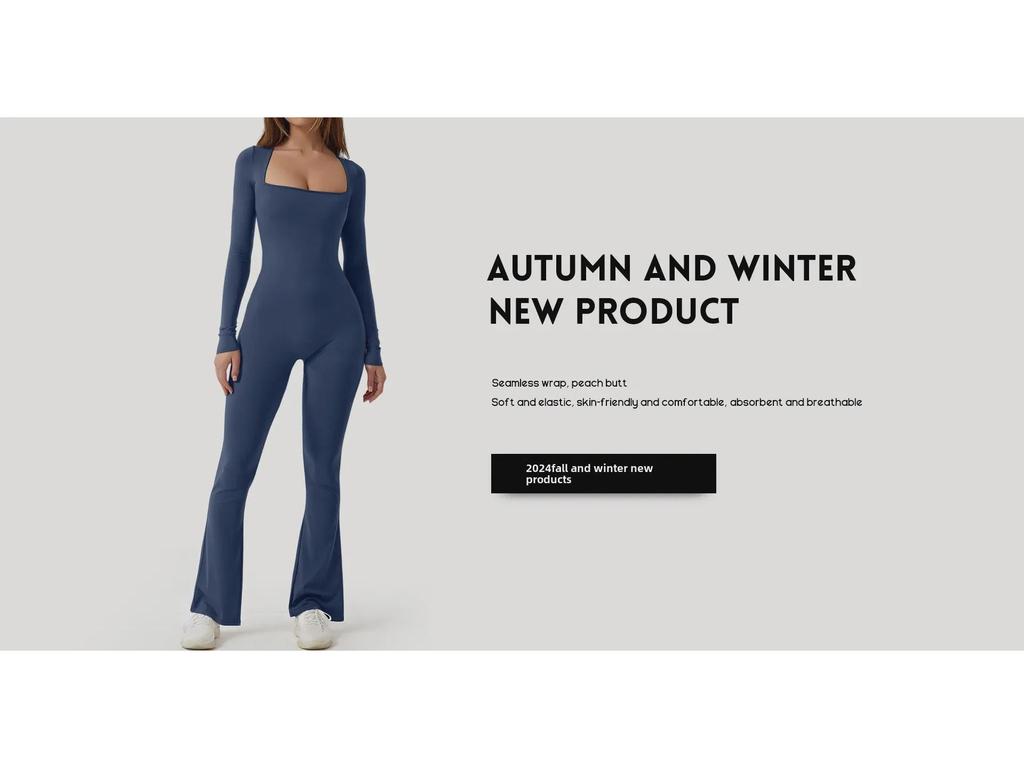 Бесшовный комбинезон для йоги с открытой спиной и нитками - Трансграничный европейский и американский дизайн