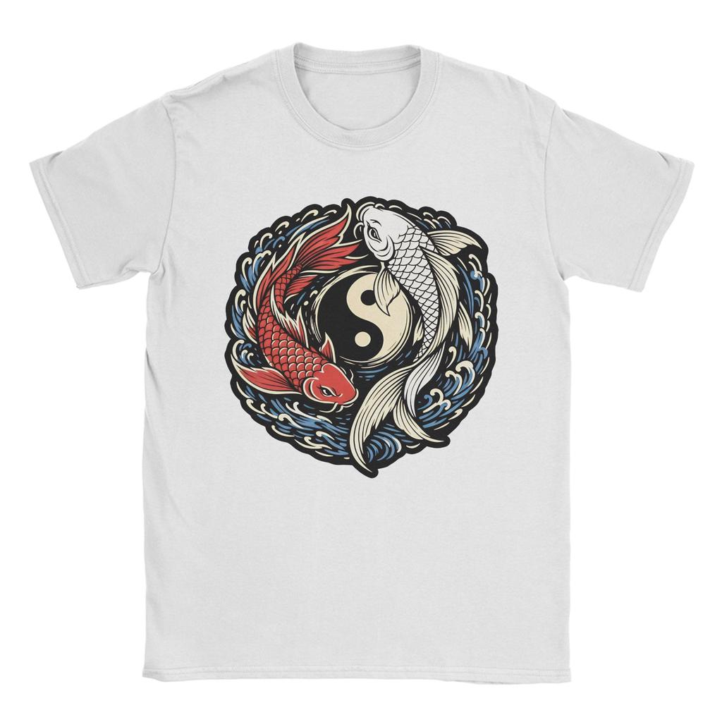Oversized Tshirt Yin Yang Koi Fish Japanese Tattoo Cotton Tshirts Fashion Tshirt For Unisex Summer Y2k Short Sleeve Clothes