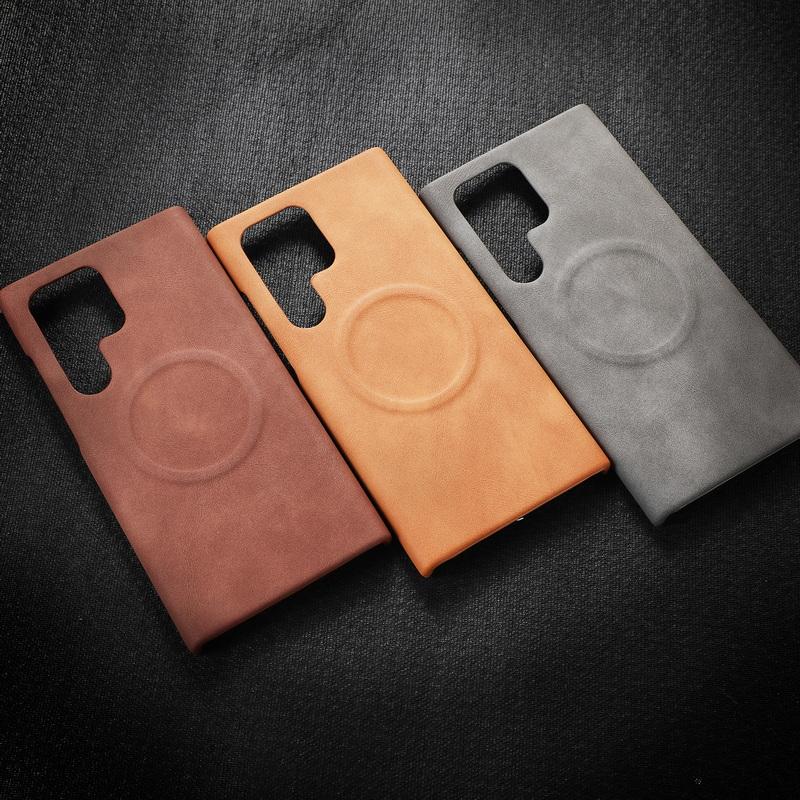 Роскошный однотонный кожаный магнитный чехол для iPhone 15 14 Pro Max 13 12 Pro Samsung S24 S23 Ультра мягкий противоударный чехол для телефона Magsafe