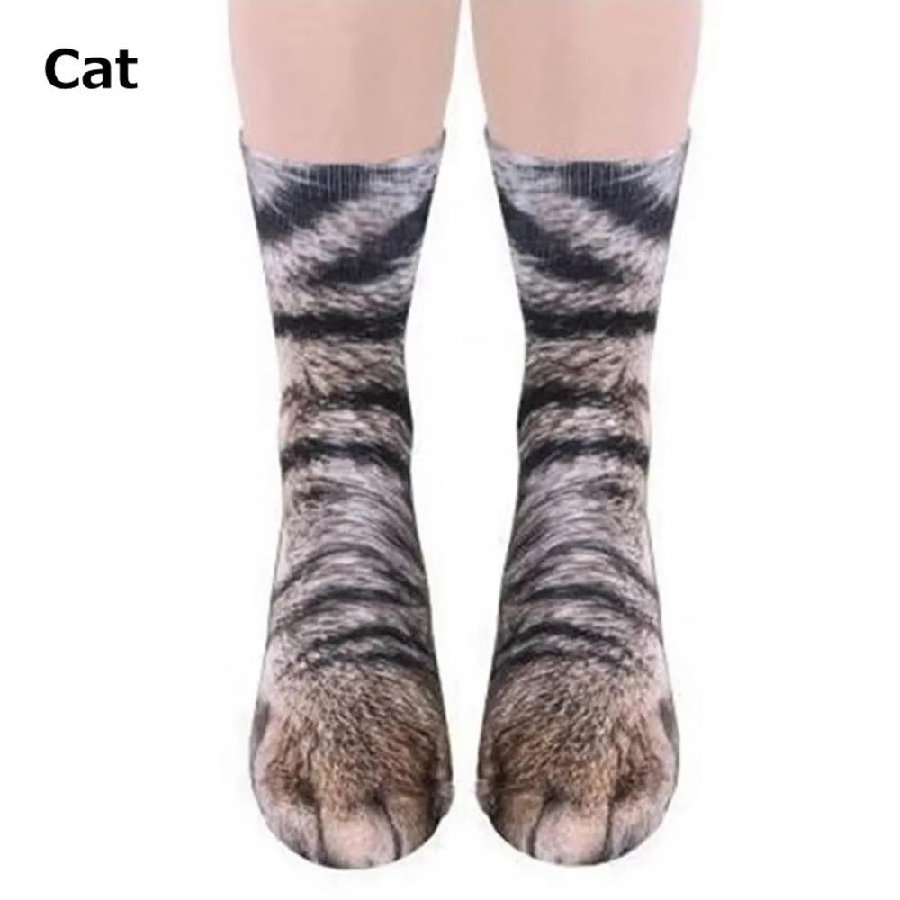 Cotton 3D Print Animal Paw Socks Unisex Adult Novelty Stocking Cat Dog Dinosaur Tiger Paw Socks