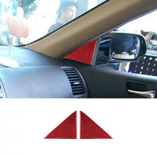 2Pcs Red Carbon Fiber Interior Window Pillar Cover Trim For Honda Accord Sedan