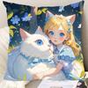 Alice In Wonderland Pillow Cartoon Girl Cat Sofa Cushion Bedroom Bedside Backrest Girl Birthday Gift