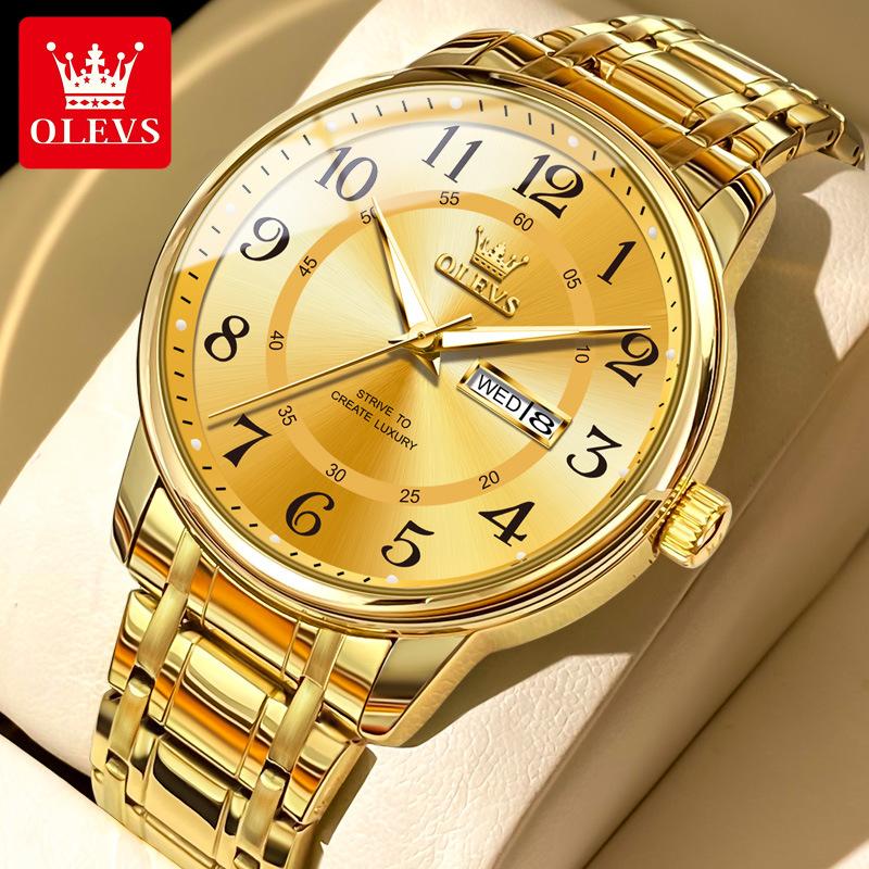 OLEVS Кварцевые часы для пары мужчин и женщин, светящиеся наручные часы с календарем из нержавеющей стали с ромбовидным ремешком, наручные часы