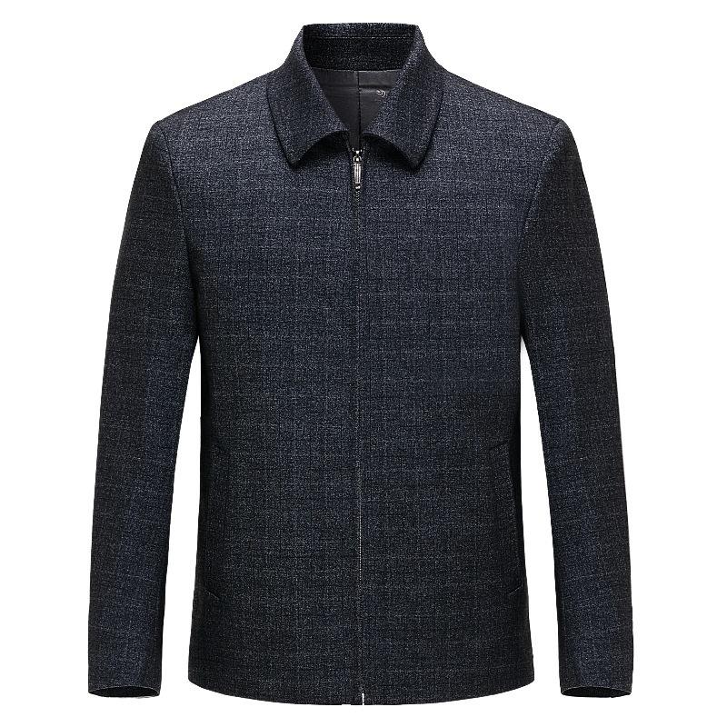 Осенне-зимняя куртка из плотной шерсти для мужчин среднего возраста, пиджак для руководителей бизнеса, клетчатая куртка с лацканами для пап