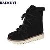 Fur Flats Platform Women Snow Ankle Boots Suede Shoes 2025 Trend Casual Walking Short Plush Chelsea Boots Winter New Mujer Botas