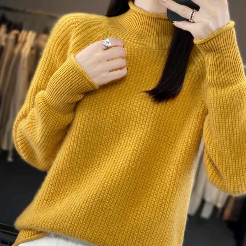 Женский кашемировый свитер Qinghe Cashmere 30% кашемир 70% шерсть Осень и Зима Кашемировый плотный пуловер Мягкий и теплый