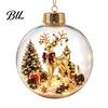 Christmas Gift Tags Clear Ball Ornaments, Acrylic Hanging Decoration with Gingerbread House Xmas Tree Decor Reindeer Santa Inside for Holiday