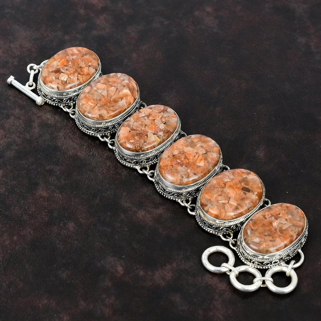 Браслет из солнечного камня, браслет из стерлингового серебра 925 пробы, драгоценный камень, винтажный браслет, изысканные ювелирные изделия, регулируемый браслет-цепочка, браслет ручной работы для подарка
