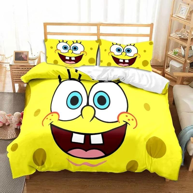 Cute SpongeBob Bedding Sets Exquisite Bed Supplies Set Duvet Cover Bed Comforter Set Bedding Set Luxury Birthday Gift