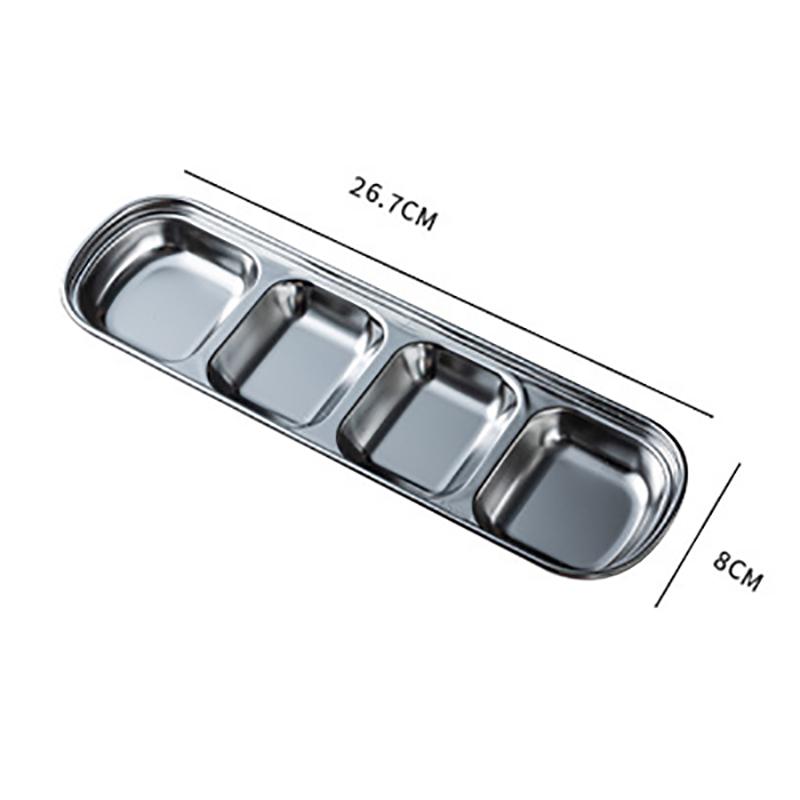 Блюдо для соуса из нержавеющей стали, многосекционная тарелка для приправ, золотистого цвета, утолщенная, тарелка для макания для корейского барбекю, блюдо для пикника на открытом воздухе, кемпинговая посуда