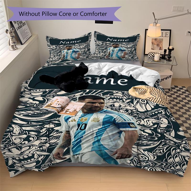 Custom Name World Champion Bedding 3 Piece Set HD Print Duvet Cover Pillowcases for Teens Adult Bedroom Decoration