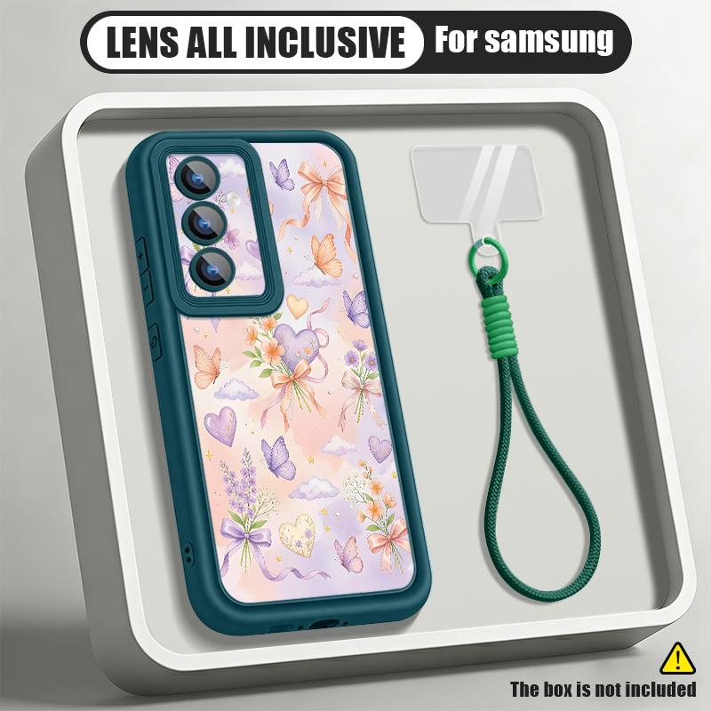 Чехол-шнурок с принтом вишни для Samsung S26 FE A18 S25 S24 S23 S22 Ultra A54 A55 A16 A26 A36 A56 A17 A27 A37 A57 5G Защитный бампер