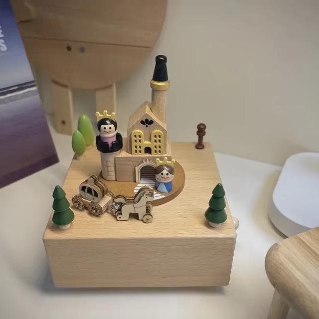 Музыкальная шкатулка-карусель, деревянная музыкальная шкатулка, заводные мультяшные музыкальные шкатулки для девочек, подарок на Рождество или день рождения, украшение для стола