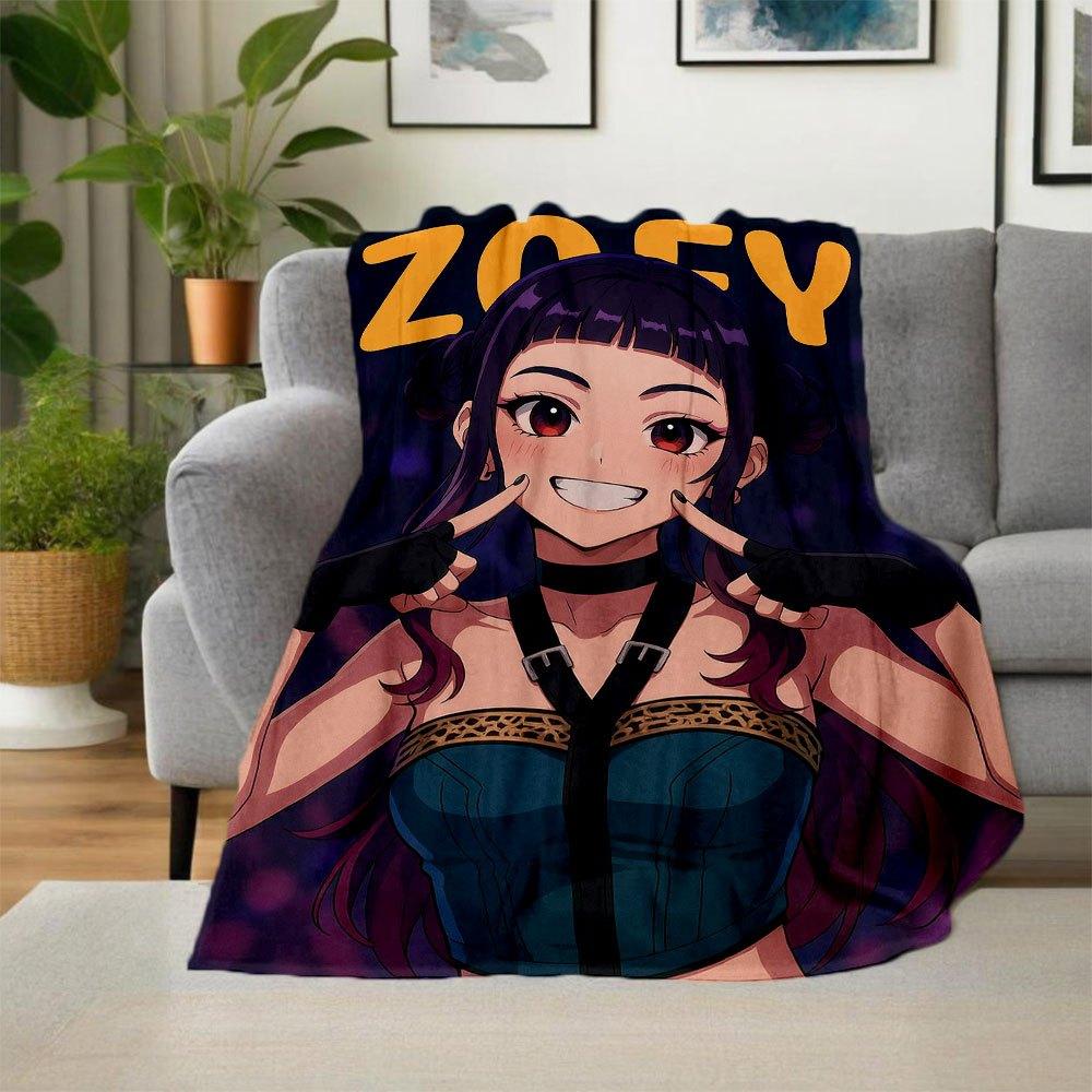"Zoey: The Enigmatic Anime Character Inspired Crop Top"Blanket Lightweight Flannel Throw Blanket for Sofa, Bed, Travel, Camping, Livingroom,