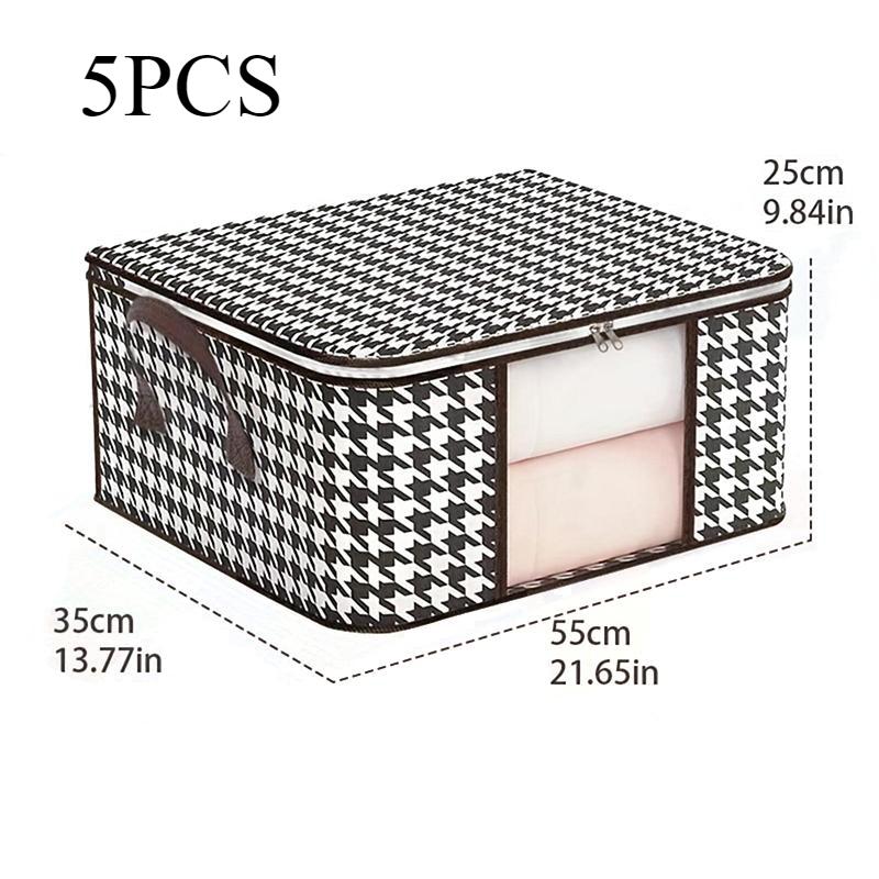 Visible Large Capacity Storage Box Portable Household Clothes Organizer with Handles Foldable Dustproof Quilt Zipper Container