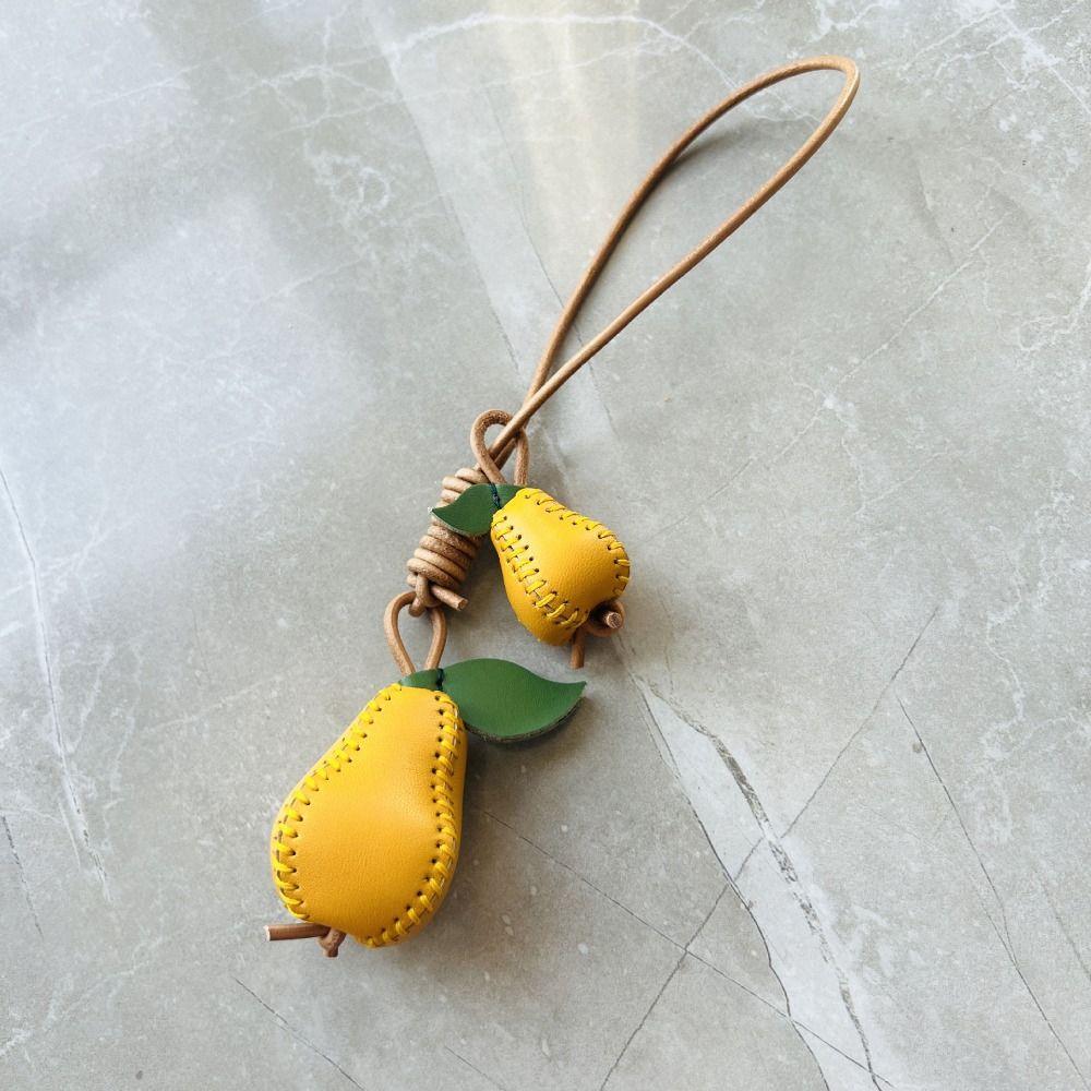 Strawberry Fruit Pendant Pear Bag Pendant Cute Leather Keychain  Women