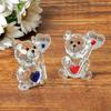 Clear Bear Figurine Valentine's Day Gift I Love You Faux Crystal Bear Ornament Collectible Tabletop Bear Statue for Wedding Birthday Party Gift