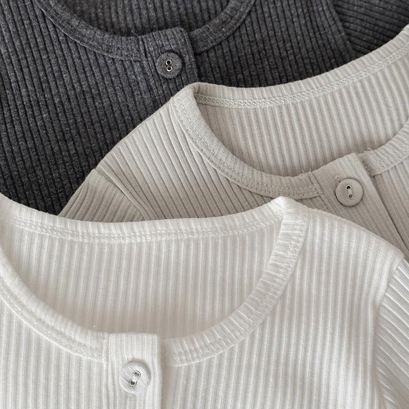 2025 A-Type однотонный полосатый детский комбинезон для ползания - Ins Style