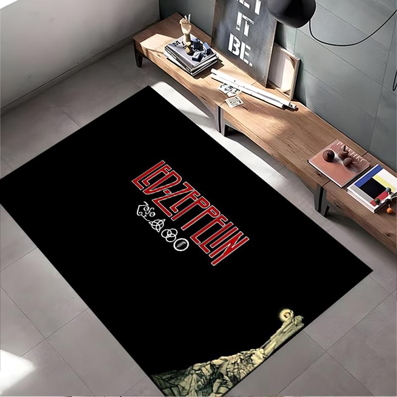 Led Zeppelin Logo Rock Art Rug Non-slip rug suitable for living room and bedroom sofas.