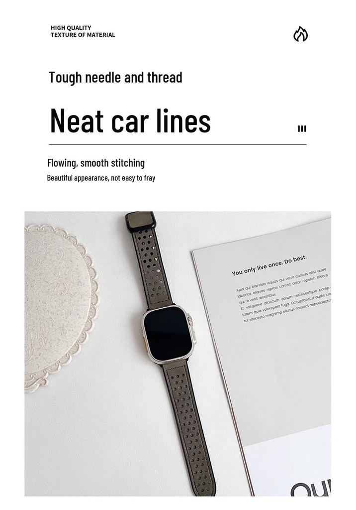 Совместимый силиконовый ремешок-кожа для Apple iWatch Ultra: Дышащий стиль с отверстиями и квадратной пряжкой.