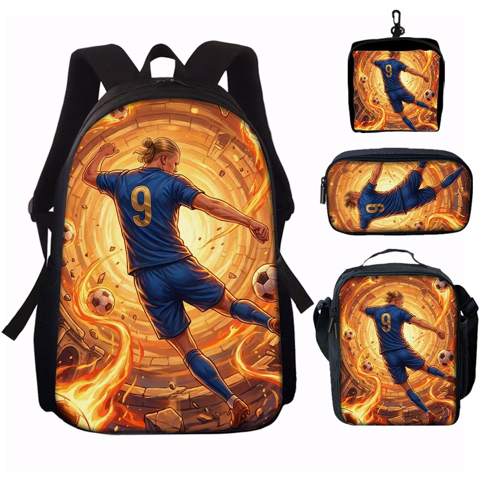 1/2/3/4/5PC Soccer Star Pattern Backpack Set – Large-Capacity Casual Backpack with Matching Clutch & Tote Bag, Perfect for Daily