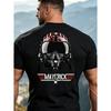 Men's Maverick Helmet T-Shirt - Aviation-Themed Call Sign Print, Breathable Crew Neck Casual Shirt Suitable for Outdoor, Aviation Enthusiast Apparel,