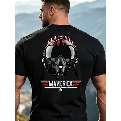 Мужская футболка с графическим принтом шлема пилота Maverick, хлопковая футболка с коротким рукавом и круглым вырезом с дизайном потертых крыльев и звезды для повседневной носки на улице
