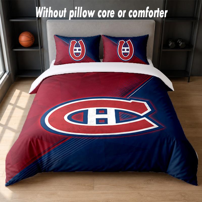 Дизайн Montreal Canadiens Комплект постельного белья 1 пододеяльник + 2 наволочки Мягкое дышащее домашнее постельное белье