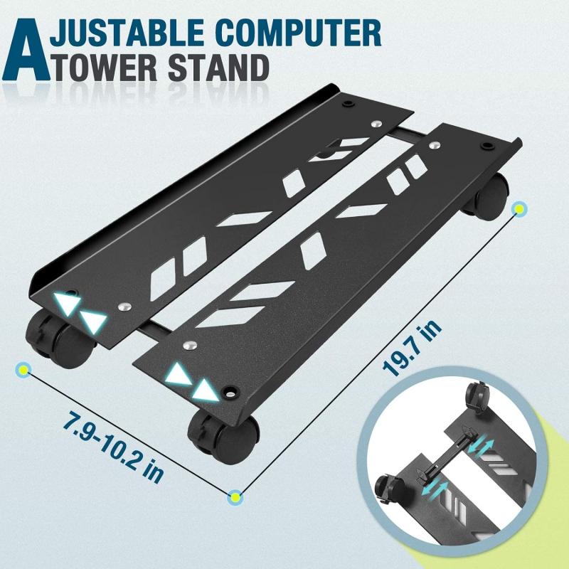 Регулируемая подставка для мобильного процессора, вентилируемая подставка для компьютерной башни Подставка для ПК с 4 роликами