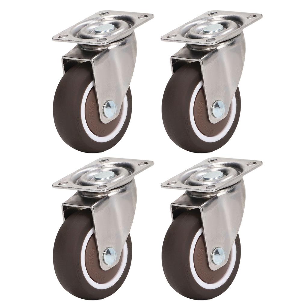 4 шт. сверхмощные ролики с пластинами, мягкие резиновые хромированные ударопрочные 2-дюймовые колесики для мебели