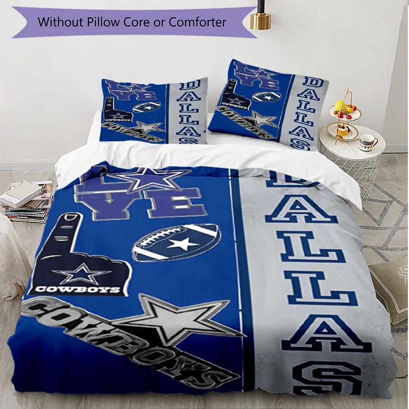 3pcs Duvet Cover Set (1*Duvet Cover + 2*Pillowcase, Without Core), Dallas Cowboys Print Soft All‑Season Bedding Set, Home Bedroom Decor Gift