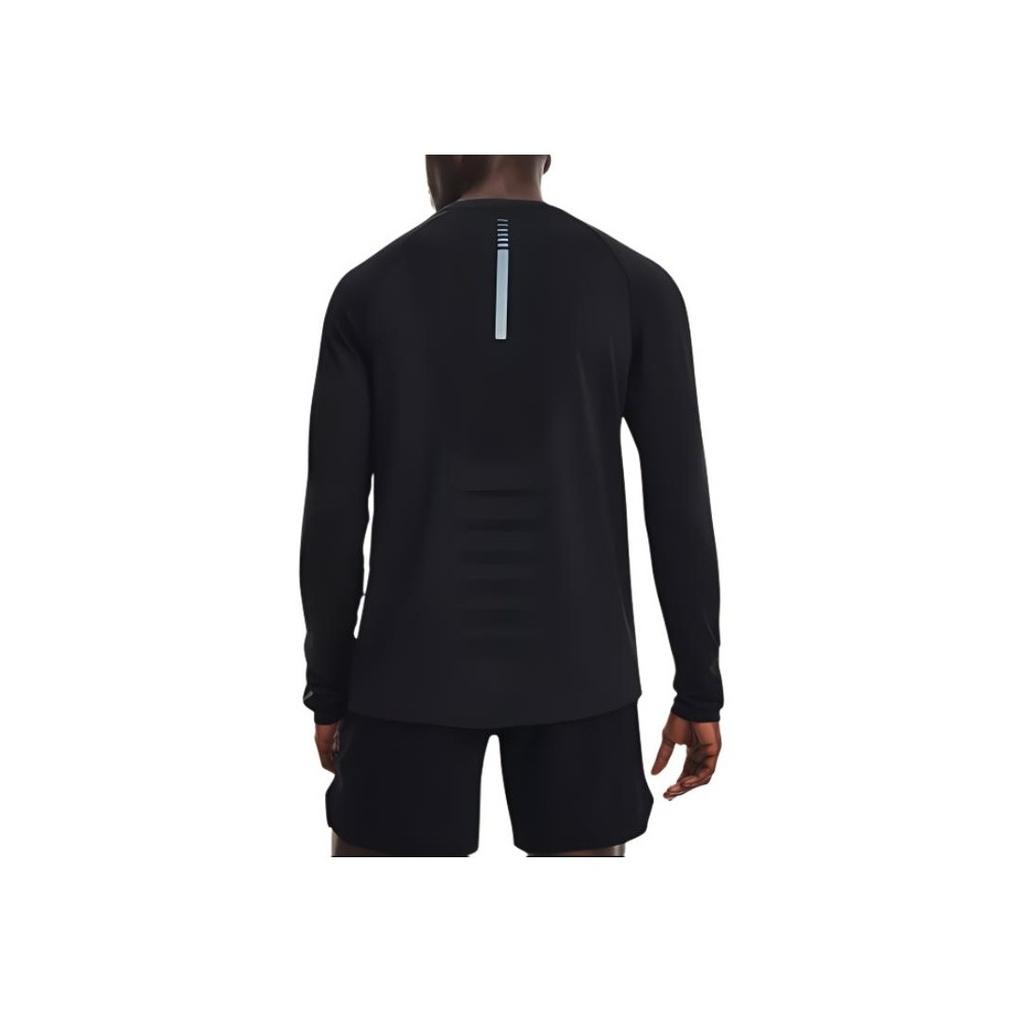 Under Armour Бесшовная тренировочная беговая футболка с длинным рукавом с принтом для мужчин, черные 1366500-001