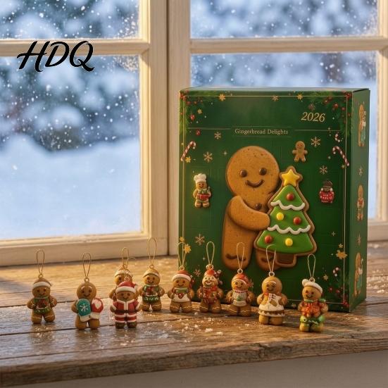 Acrylic Gingerbread Man Decorations 2026 Advent Calendar 24 Day Christmas Countdown Decoration for Tree Hanging Decor Kids Adults Festive