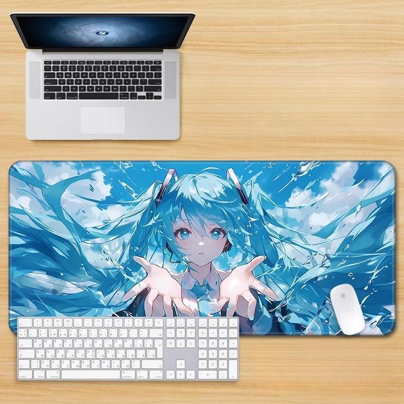 Kawaii Miku Pattern Large Mouse Pad Pastel Aesthetic Desk Mat for Home Office Gaming